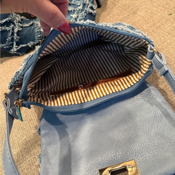 Blue Frayed Denim Boots and Bag Set - Picture 2 of 3